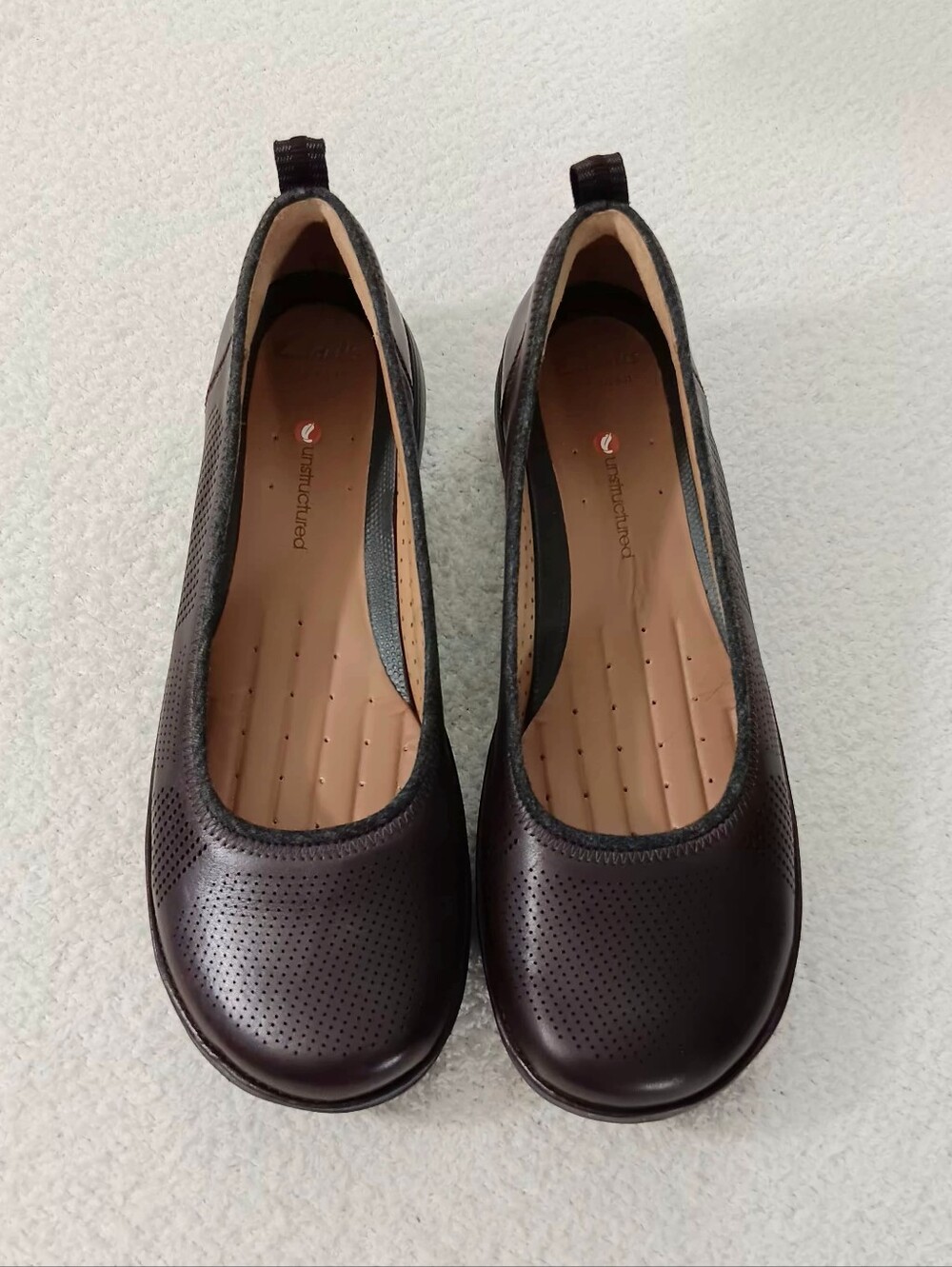 Clarks Un Elita Artisan Unstructured Leather Ballet Flats Size 10 Brown Like New